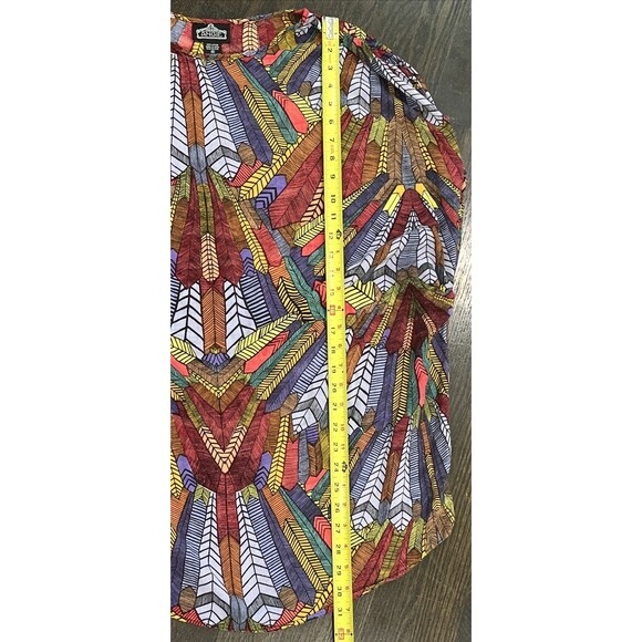 Angie Womens Multicolor Tunic Top Size M Geometric Ruched Art Lagenlook Colorful - Picture 9 of 9